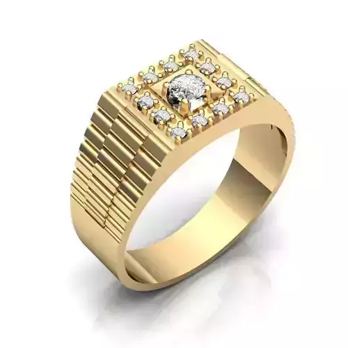 Golden Square Engagement Ring With Diamonds