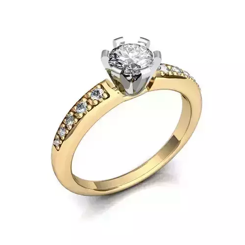 Golden Side Stone Ring With Diamonds 1