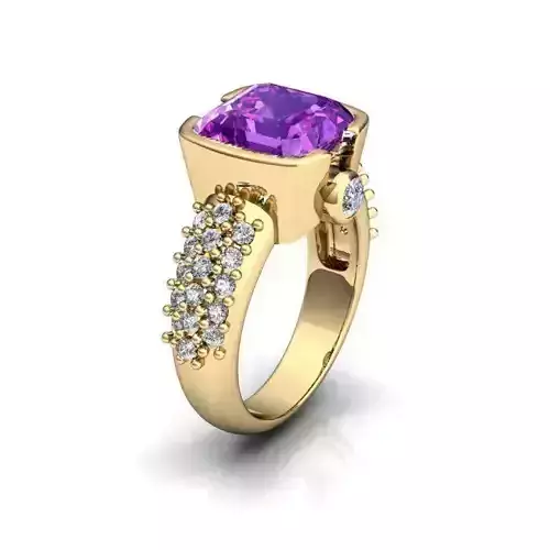 Golden Side Stone Ring With Gemstone