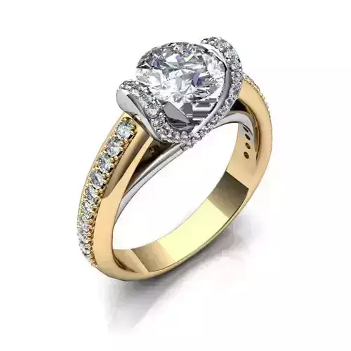 Golden Side Stone Ring With Diamonds 3