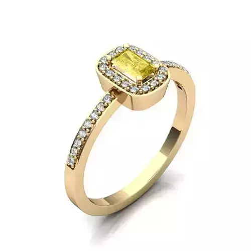 Oval Halo Golden Ring With Gemstone