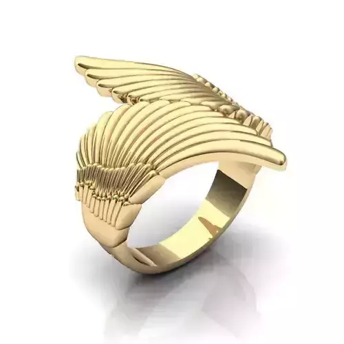 Gold Color Feather Wedding Ring