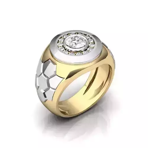 Round Halo Large Ring With Diamonds