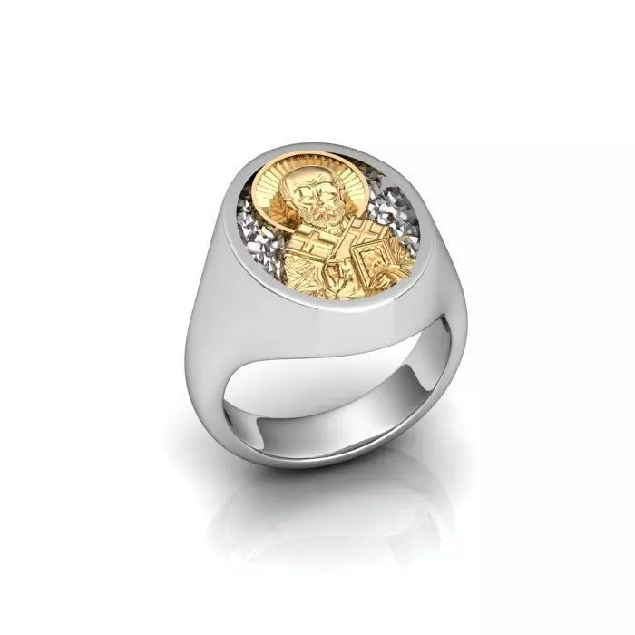Round Religious Guru Ring With Diamonds 3D print model
