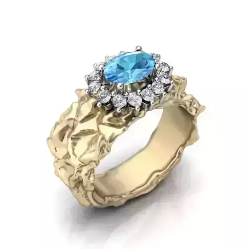 Oval Halo Golden Ring With Gemstone 1