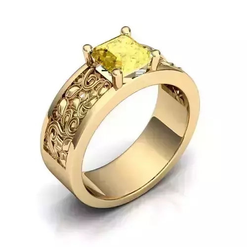 Wide Golden Ring With Gemstone