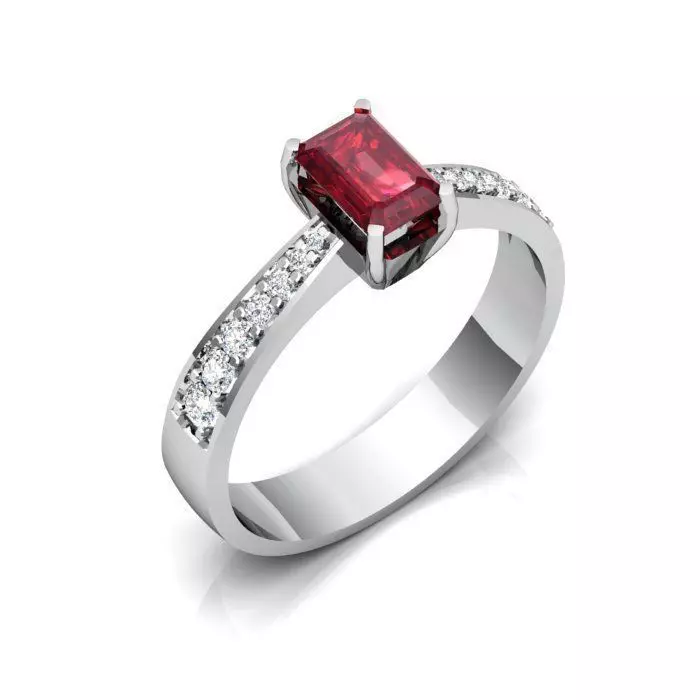 Silver Thin Ring With Diamond and Ruby 3D print model_0