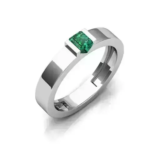 Silver Engagement Ring With Emerald  1