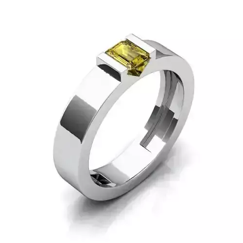 Silver Engagement Ring With Gemstone 