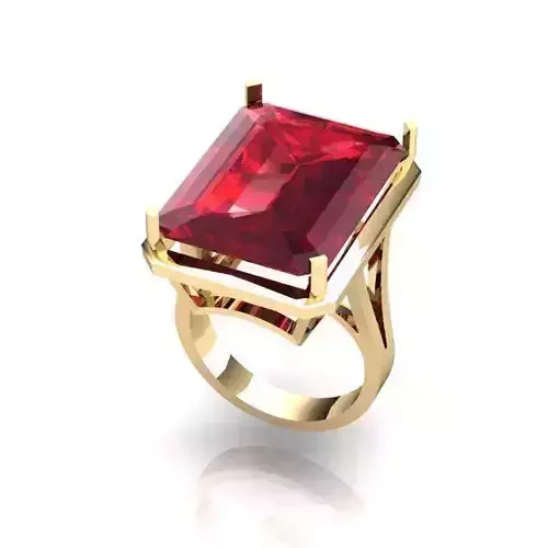 Square Golden Ring with Ruby