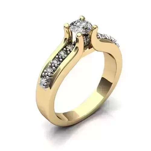 Golden Engagement Ring With Diamonds 20