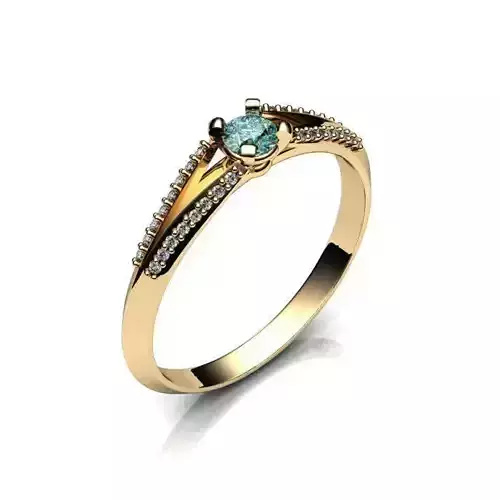 Golden Engagement Ring With Gemstone