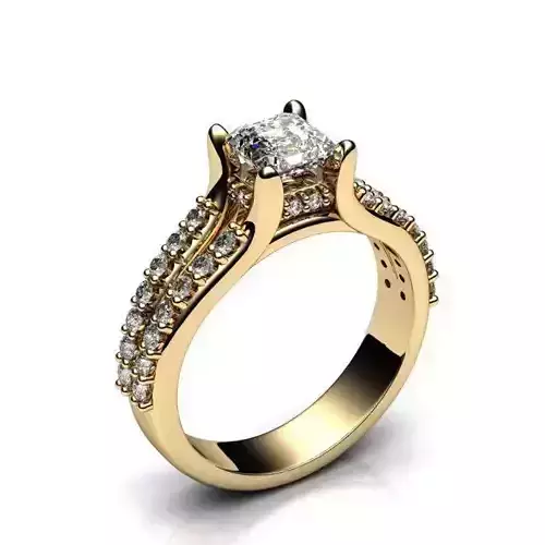 Golden Engagement Ring With Diamonds 21