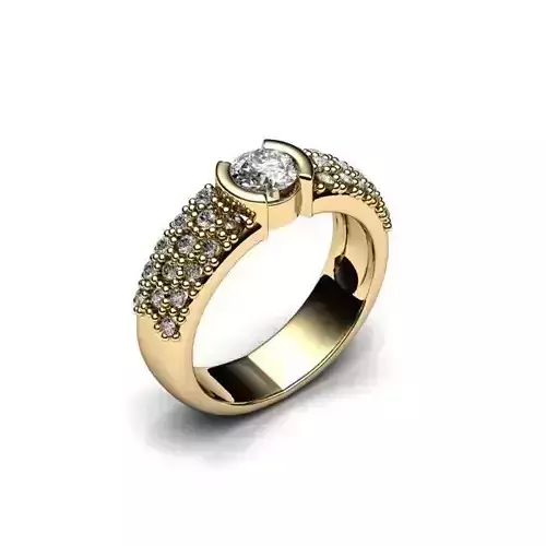 Golden Engagement Ring With Diamonds 22