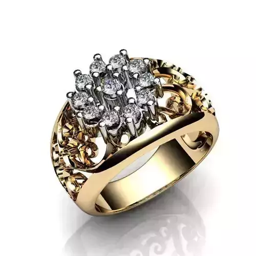 Floral Design Big Engagement Ring With Diamonds 1