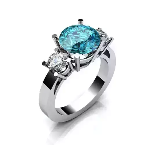 3 Stone Engagement Ring With Gemstone 3D print model
