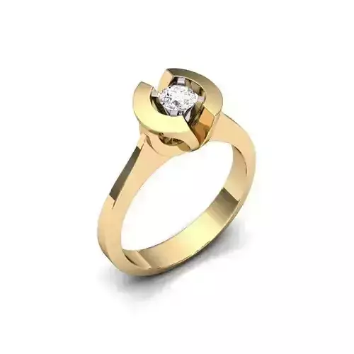 Golden Engagement Ring With Diamond 2