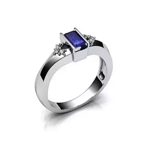 Silver Engagement Ring With Sapphire
