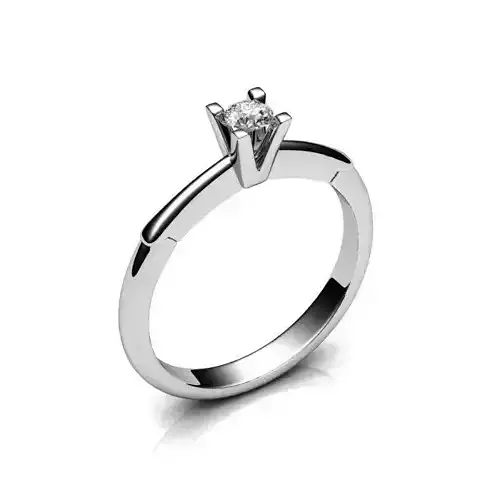 Silver Thin Engagement Ring With Diamond 1