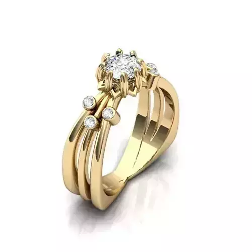 Spiral Golden Engagement Ring With Diamonds 6