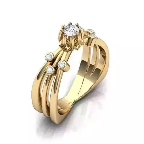 Spiral Golden Engagement Ring With Diamonds 7