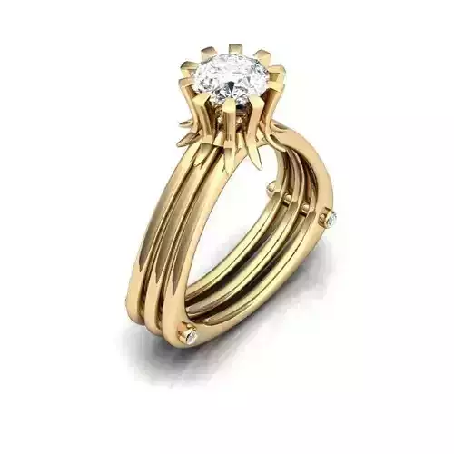 Golden Triangular Ring With Diamond