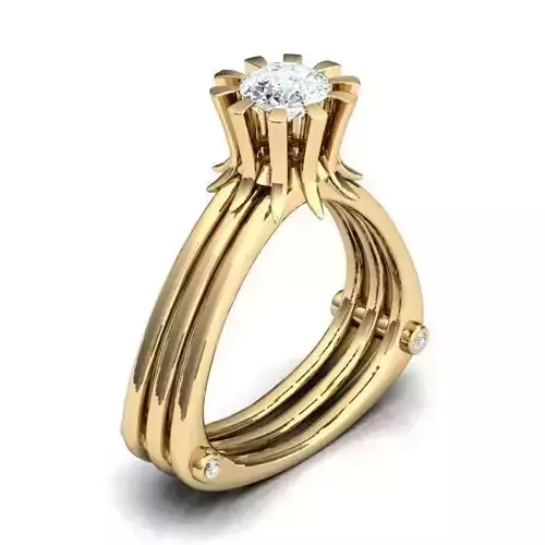 Golden Triangular Ring With Diamond 1