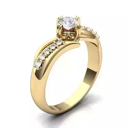 Spiral Golden Engagement Ring With Diamonds 8
