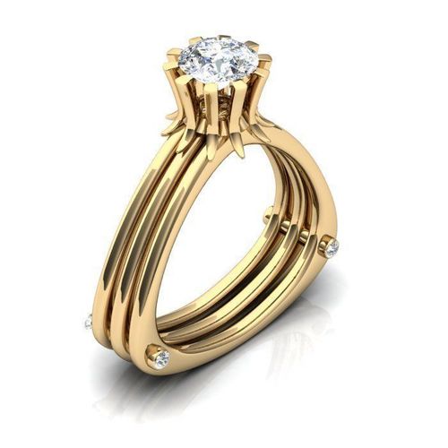 Golden Triangular Ring With Diamond 2 3D print model