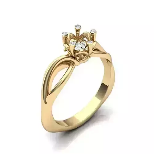 Spiral Golden Engagement Ring With Diamonds 11