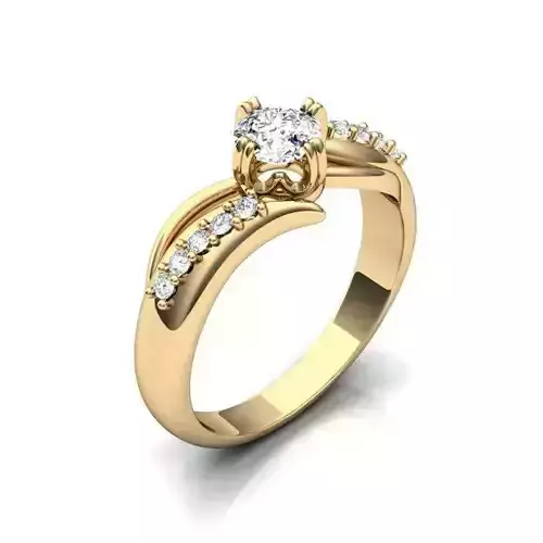 Spiral Golden Engagement Ring With Diamonds 12