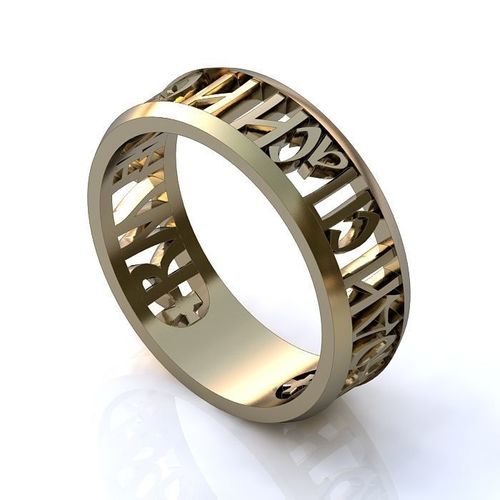 White Gold Text Ring 3D print model