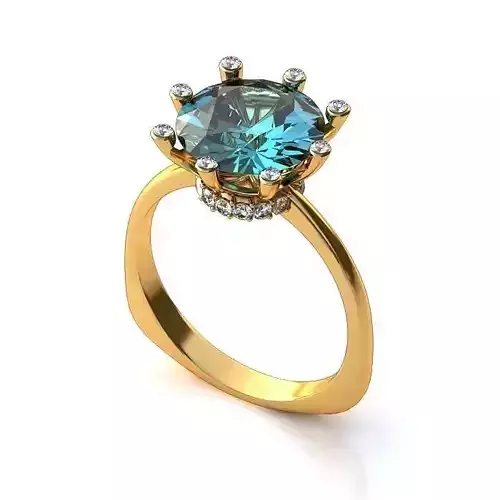 Golden Wedding Ring With Gemstone