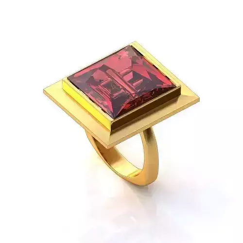 Square Golden Ring with Ruby 1