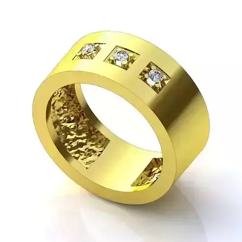 Wide Band Golden Ring With Diamonds 2