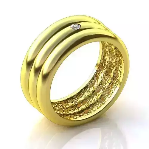 Wide Golden Ring With Diamond