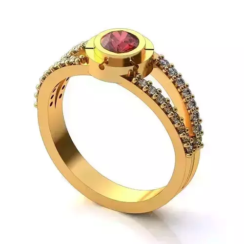 Golden Engagement Ring With Ruby 3