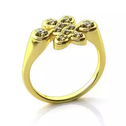 Golden Floral Desgin Engagement Ring 3D print model