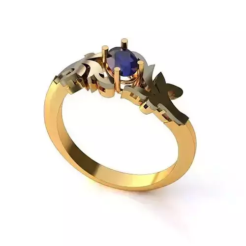 Golden Engagement Ring With Sapphire 1