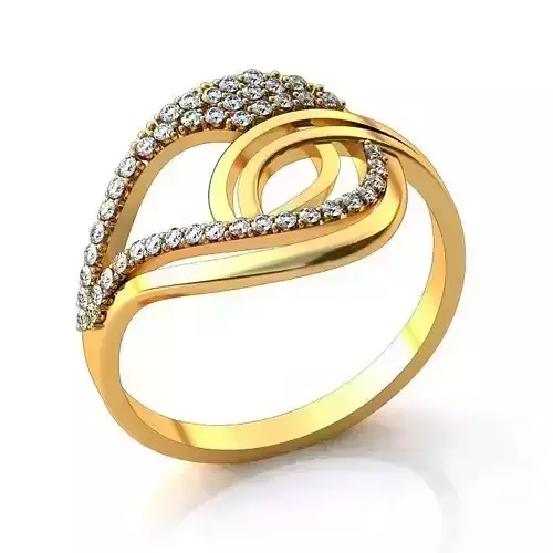 Spiral Golden Engagement Ring With Diamonds 14
