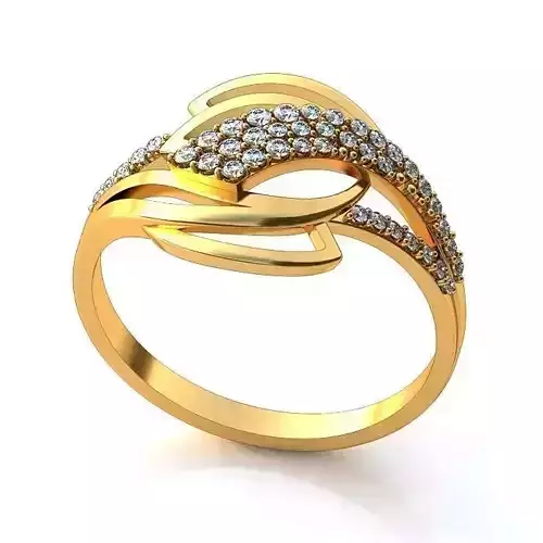 Spiral Golden Engagement Ring With Diamonds 15