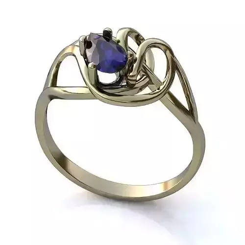 Spiral White Gold Ring With Sapphire 1