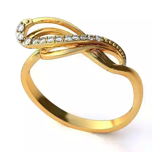 Spiral Golden Engagement Ring With Diamonds 19