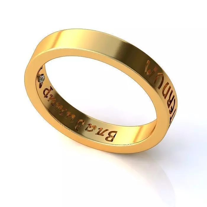 Golden Thin Text Ring 3D print model_0