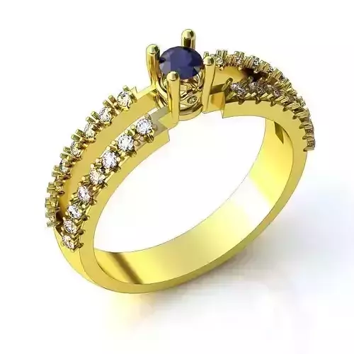 Golden Engagement Ring With Sapphire 2