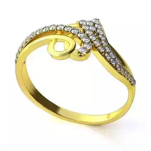 Spiral Golden Engagement Ring With Diamonds 20