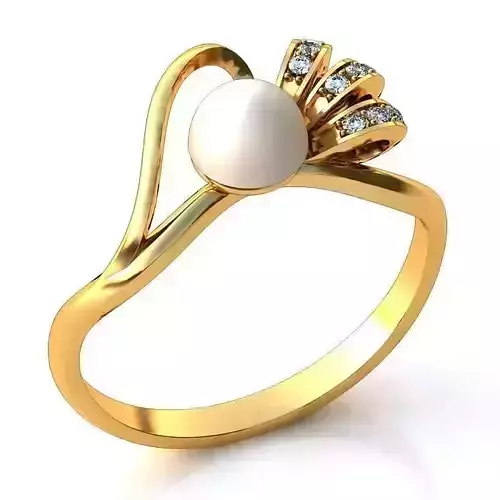 Spiral Golden Engagement Ring With Pearl 1