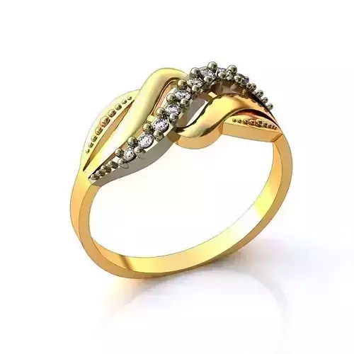 Spiral Golden Engagement Ring With Diamonds 21