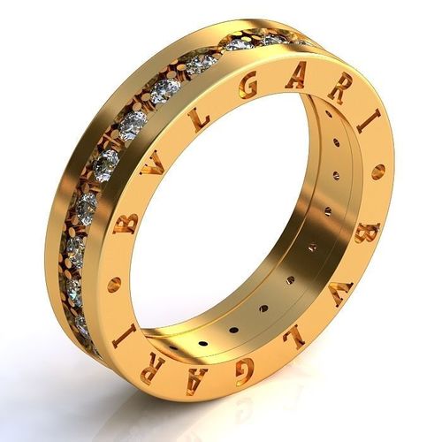 Golden Text Ring With Diamonds 1 3D print model
