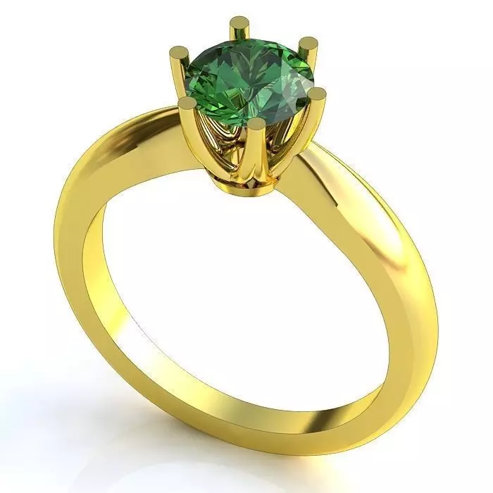 Golden Engagement Ring With Emerald 3 3D print model_0